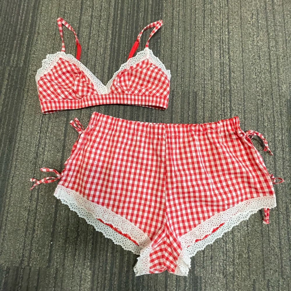 Colsie Red and White Gingham Pajama Set